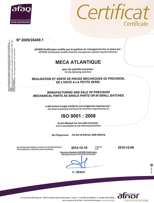 Certification Iso 9007
